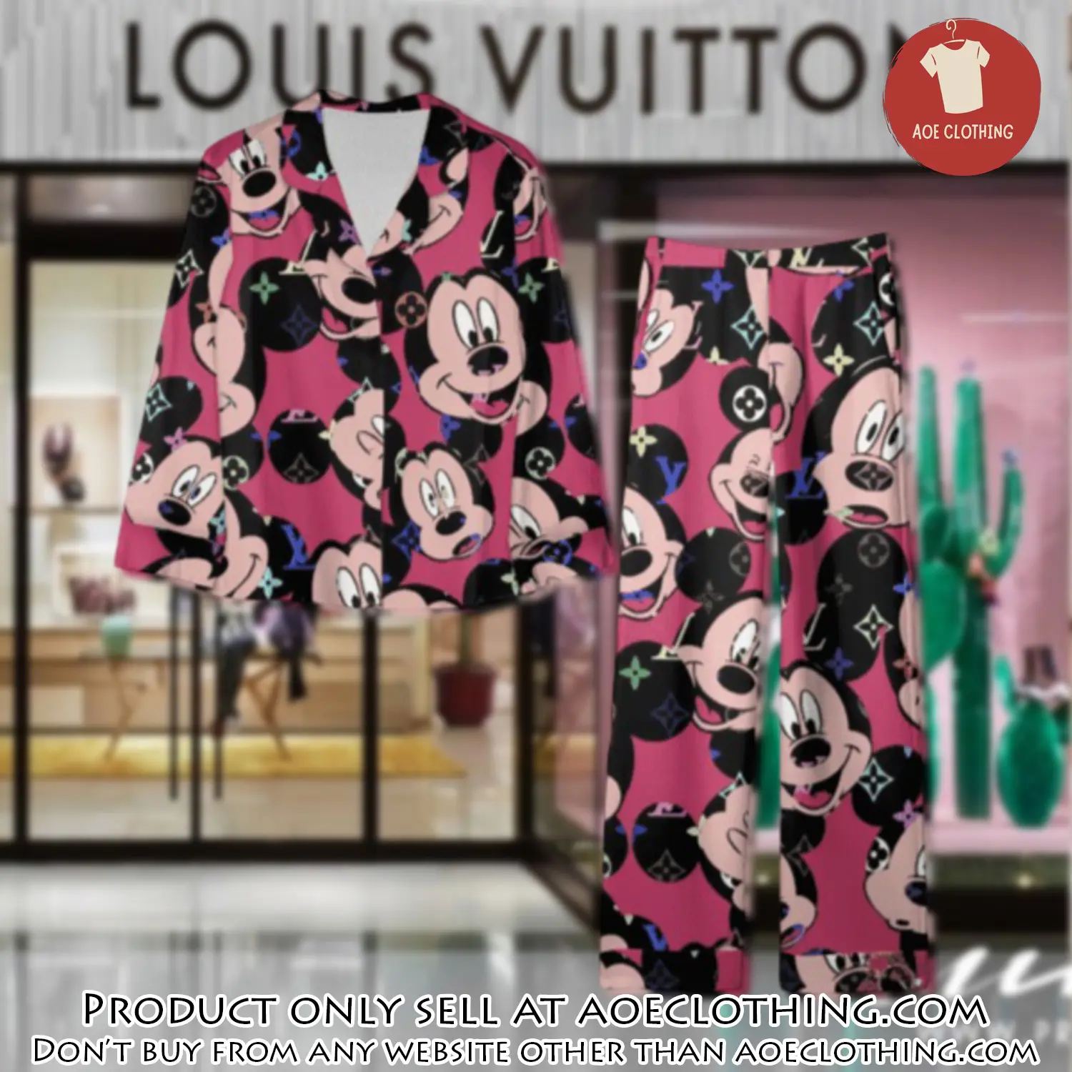 Trending luxury lv satin pajama set pjs1069 aoe2548509